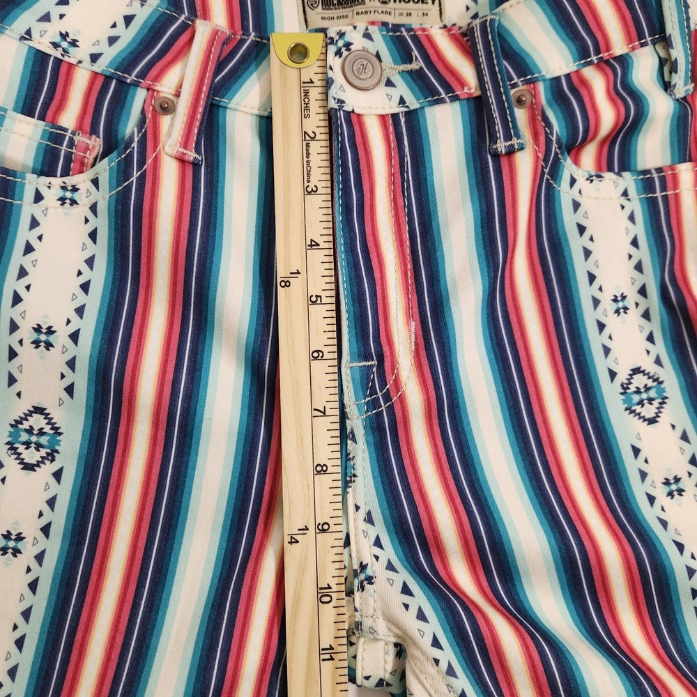 NWT Rock & Roll Denim x Hooey Baby Flare Jeans 28x34 Serape Western‎ Stretch NEW - Picture 14 of 15